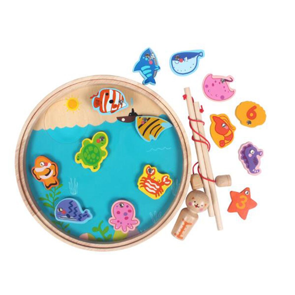 Children's Magnetic Wood Fishing Game Alphabet Fish Catching Counting Preschool Desktop Toys for Educational Toy: B