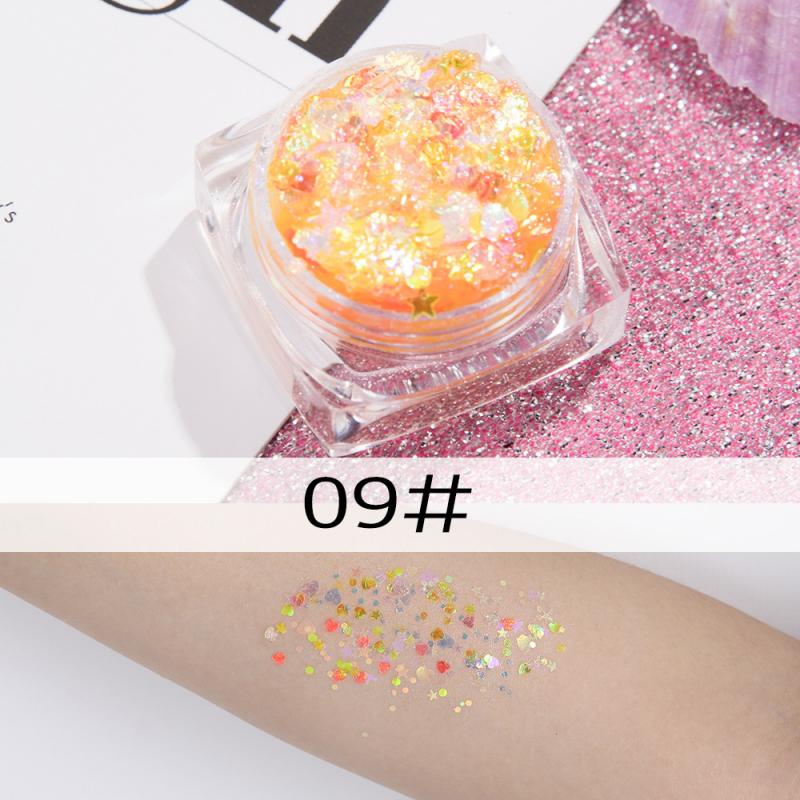Flerfärgad diamant glitter ögonmakeup kind nagelkonst dekoration paljetter hud highlighter ansikte festival smink kosmetika tslm 1: 15