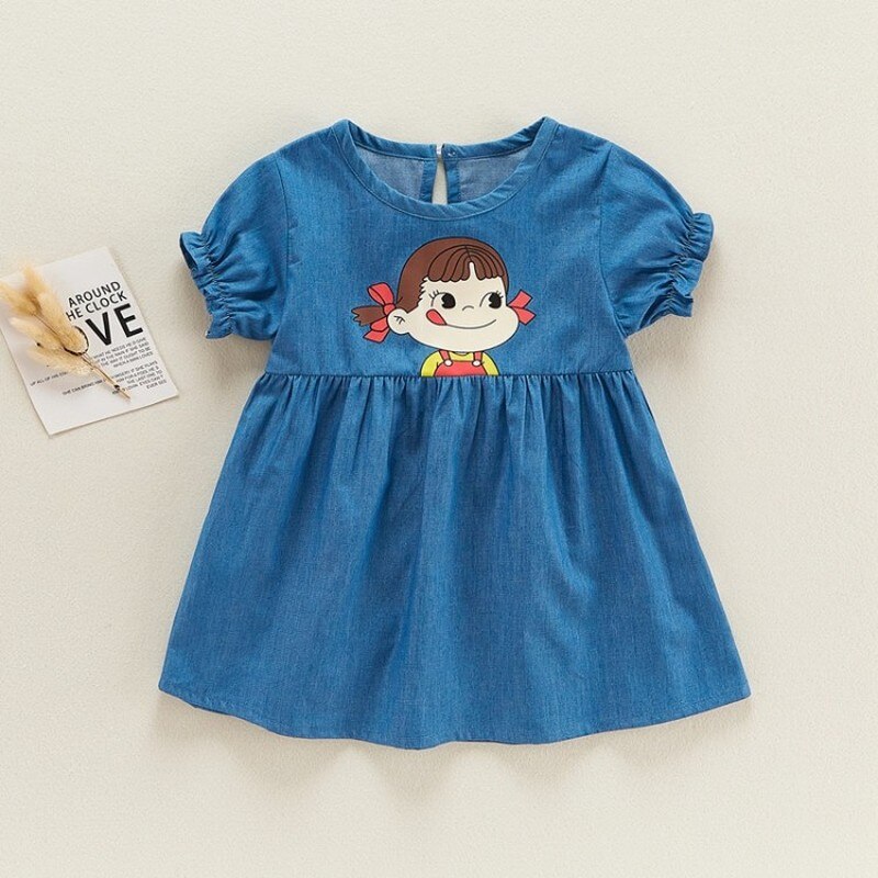 Denim Strampler für Junge und Kleid für Mädchen Karikatur Druck Baby Karosserie Zwilling Outfits Nette Kleidung für Neugeborene Baby dinge