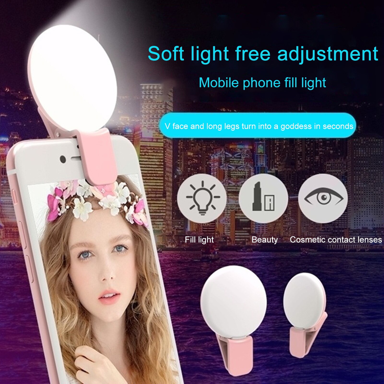 Mobiele Telefoon Selfie Ronde Licht Invullen Usb Oplaadbare Mini Draagbare Clip-On Telefoon Camera Fill Licht Voor Make Video live Show