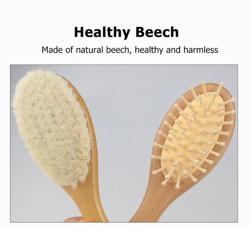 2 uds. Cepillo de baño de madera para el cuidado del bebé peine suave masaje de cabeza para niños y niñas