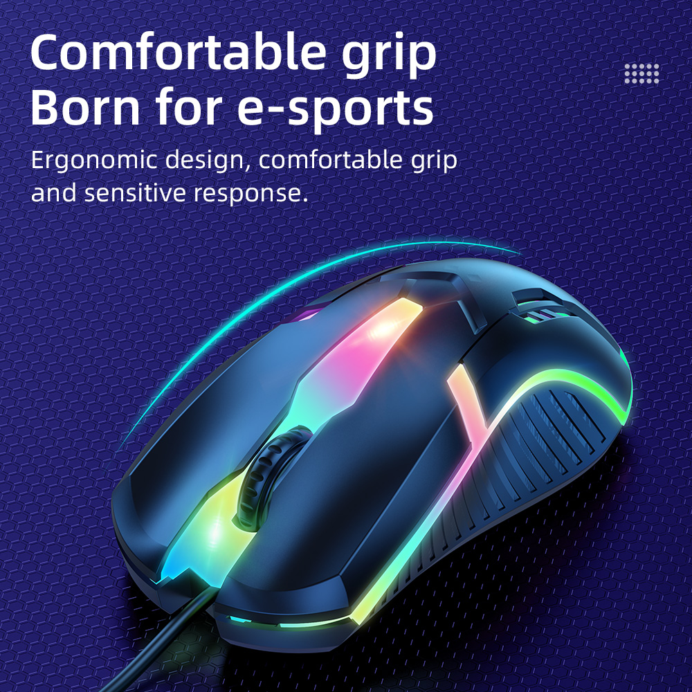 HOCO LED Gaming Keyboard Rainbow Backlight EN RU Version 104key USB Wired Mechanical Keyboard with Mouse Set For Gamer PC Laptop