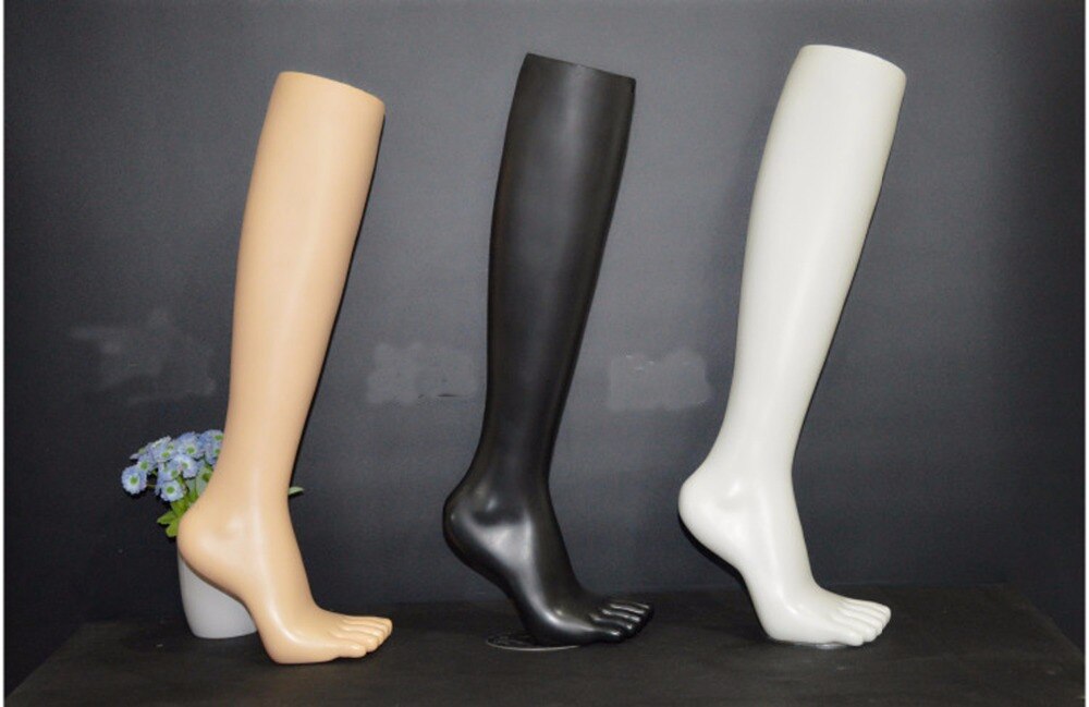 1 Pc Female Mannequin Feet Plastic Stand Mid Silk Socks Dummy Part Leg Five Open Toes Foot Black Color