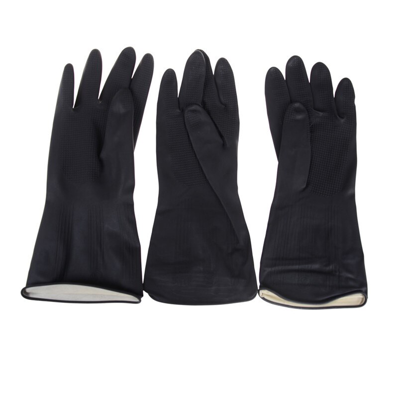 1 Paar Black Natural Rubber Handschoenen Zuur Alkali Bestendig Chemische Gauntlet Met Klauwen Huishoudelijke Graven Handschoenen