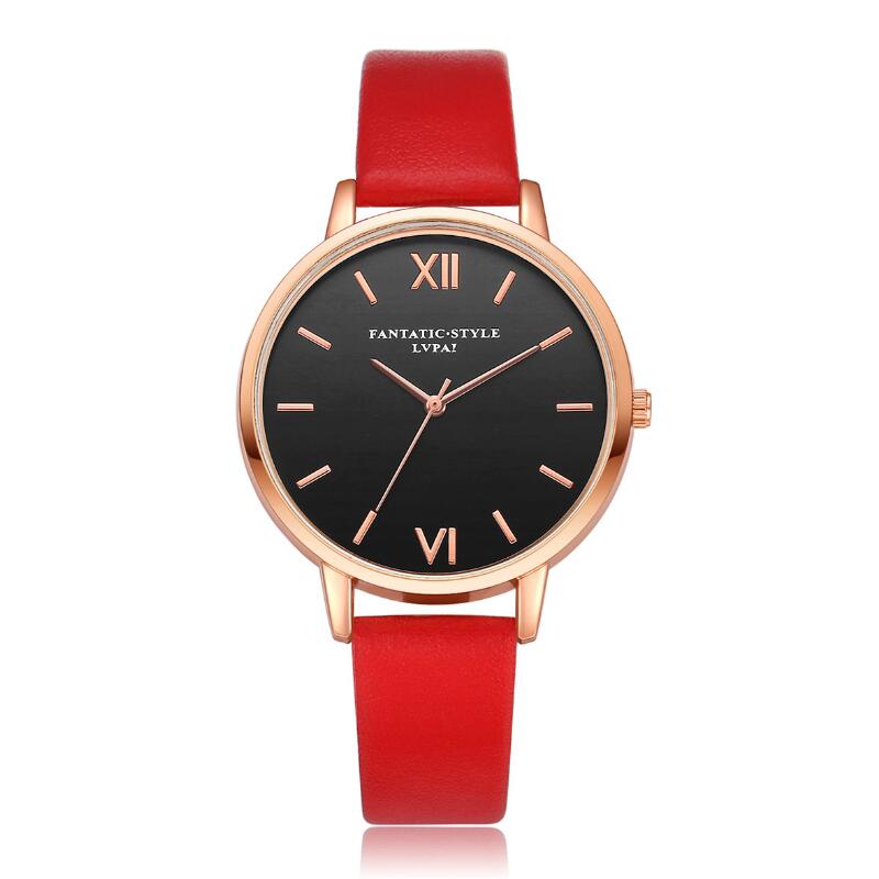 Ensemble de montres en cuir pour femmes, 5 pièces, montres à Quartz, simples, romaines, décontractées, , offre spéciale,: red watch