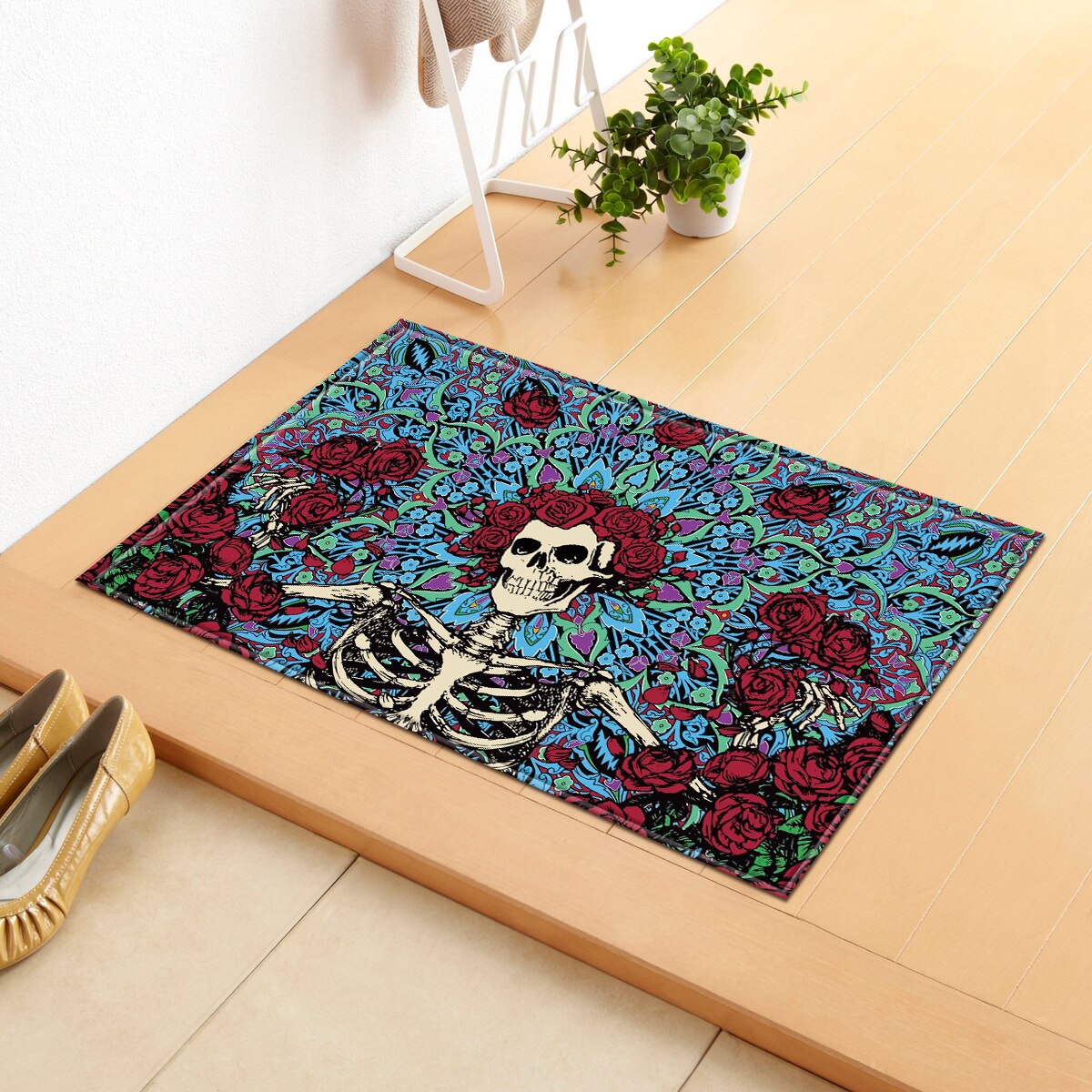 Zeegle skull trykt dørmåtte kontorstol gulvmåtter gang tæpper skridsikker badeværelse måtter køkken tæppe soveværelse sengebord tæpper: Kranium 09 / 50 x 80cm