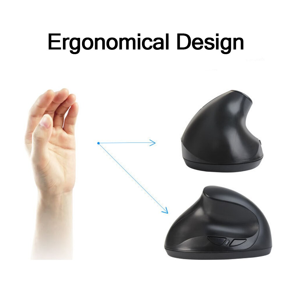6D 1600 DPI Left Hand Vertical Mouse 2.4GHz USB Wireless Mause Matte Ergonomical Wrist-care Mice for PC Laptop Office Use