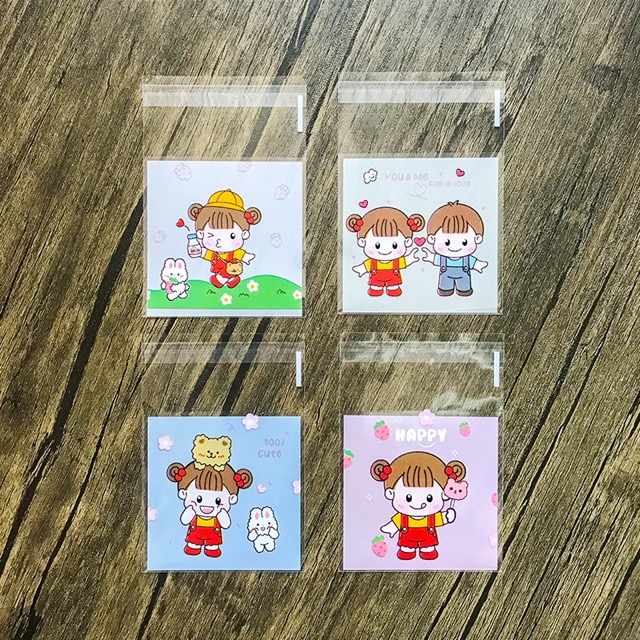 100 Stuks Jongen Meisje Zelfklevende Zakken Bakken Verpakking Ziplock Zak Cookie Snack Snoep Zak 7*7 + 3Cm: Default Title