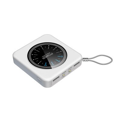 Mini 12000mAh Portable Power Bank Fast Charging PowerBank For Smart Phone 2 USB PowerBank External Battery Charger Watch Display: white