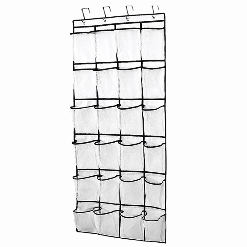 24 Mesh Pockets Over Door Shoe Organizer Hanging Closet Shoe Hanger Storage FP8: 1
