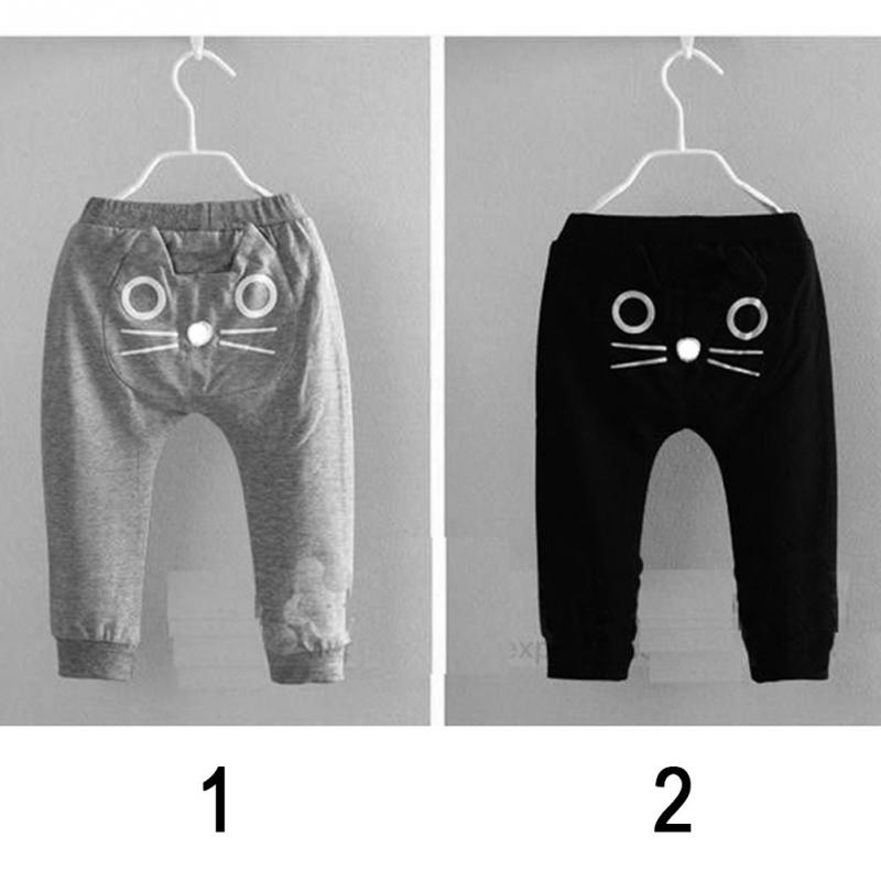 Sød kat baby børn drenge piger bukser bomuld varmt tøj bukser harem bukser underdele tøj 3-24m