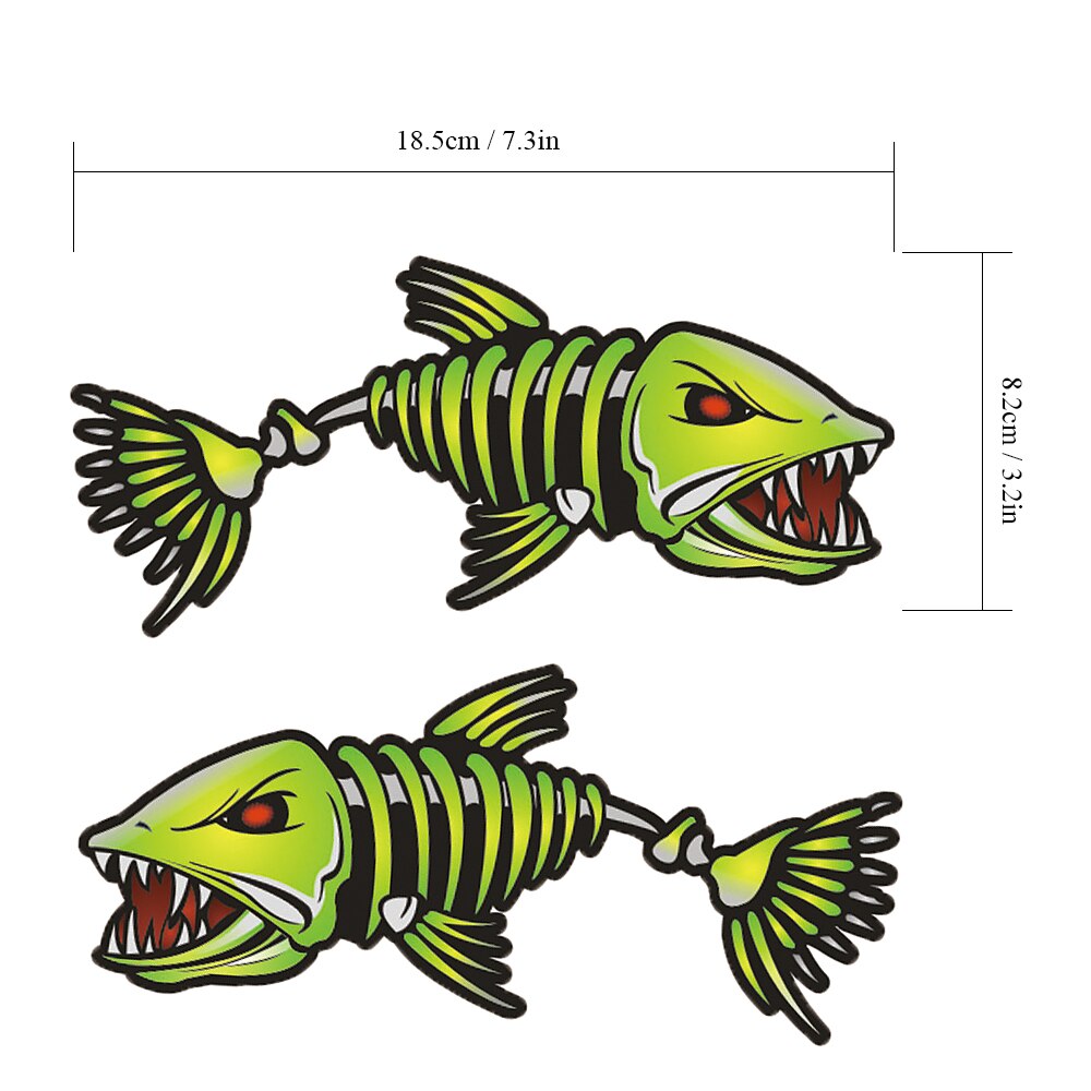 2 stk 18.5 * 8.2cm fisketenner munn klistremerker skjelett fisk klistremerker vinyl dekal fiskebåt kano kajakk grafikk tilbehør