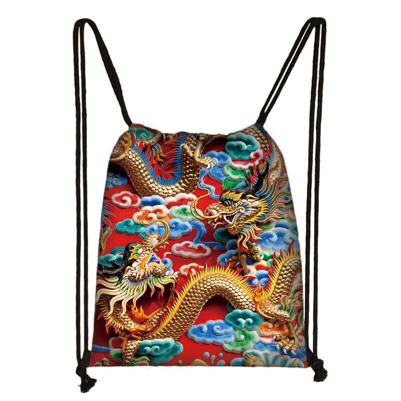 Gothic Asian Dragon Rucksack Frauen Harajuku Stil Kordelzug Taschen Punk Mädchen Rucksack Punk Schulter Tasche für Reise Bookbag: SKDLONG42