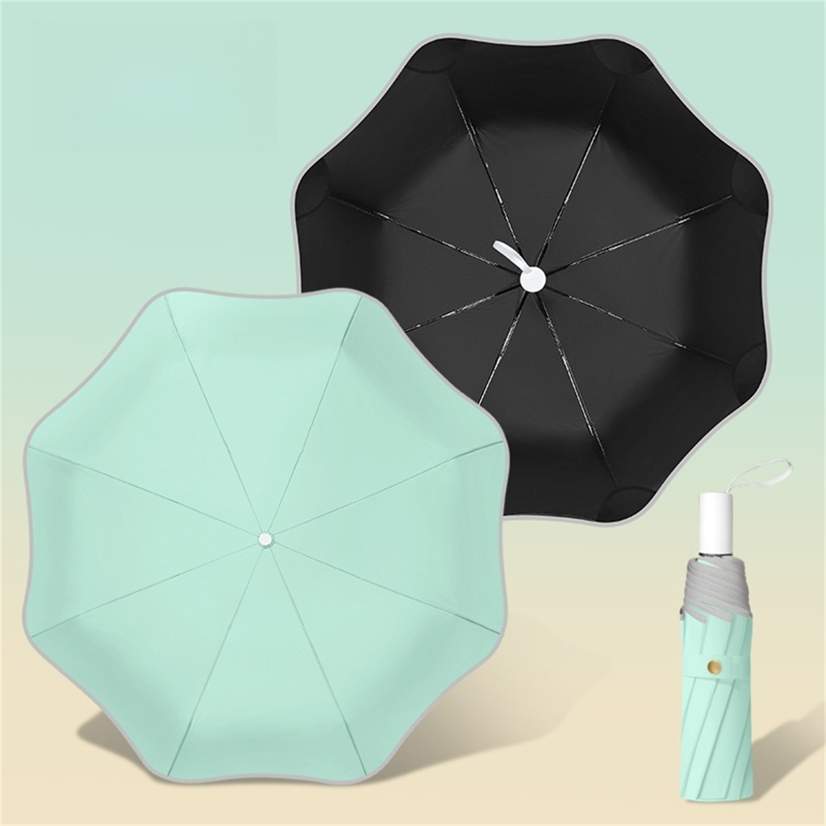 1 Ronde hoekparasol mooie schaduw effen kleur ultralichte UV-bescherming draagbaar voor twee doeleinden effen kleur klein fris klein s: Bordeaux