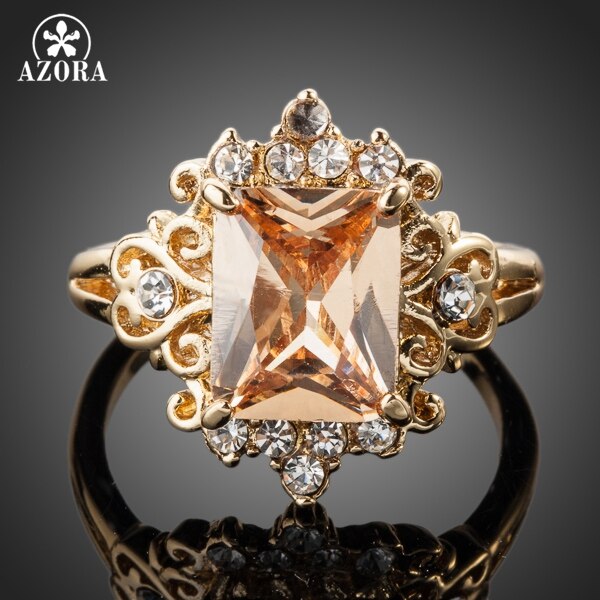 Azora Fancy Brand Goud Kleur Stellux Oostenrijkse Crystal Ring TR0086