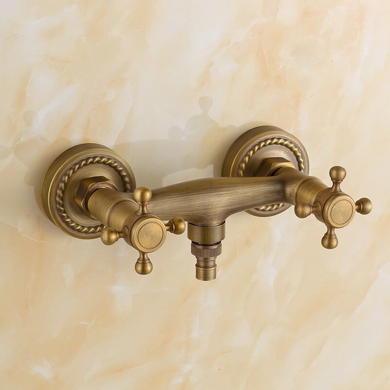 Vidric Antique brass wall mounted bibcock tap for washing machine, Copper Bathroom bathtub faucet mixer tap and cold