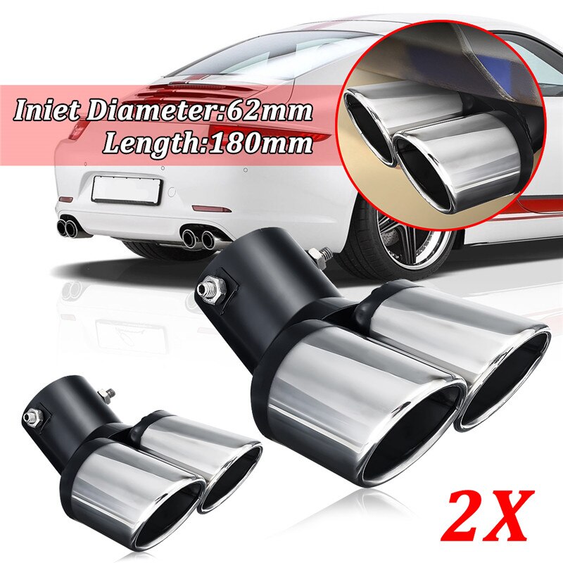 Uitlaten Auto Decoratie Chrome Uitlaat Rvs Gebogen Dual-Outlet Uitlaat Trim Uitlaat Pijp Staart Voor Bmw Voor benz: 2 Pcs