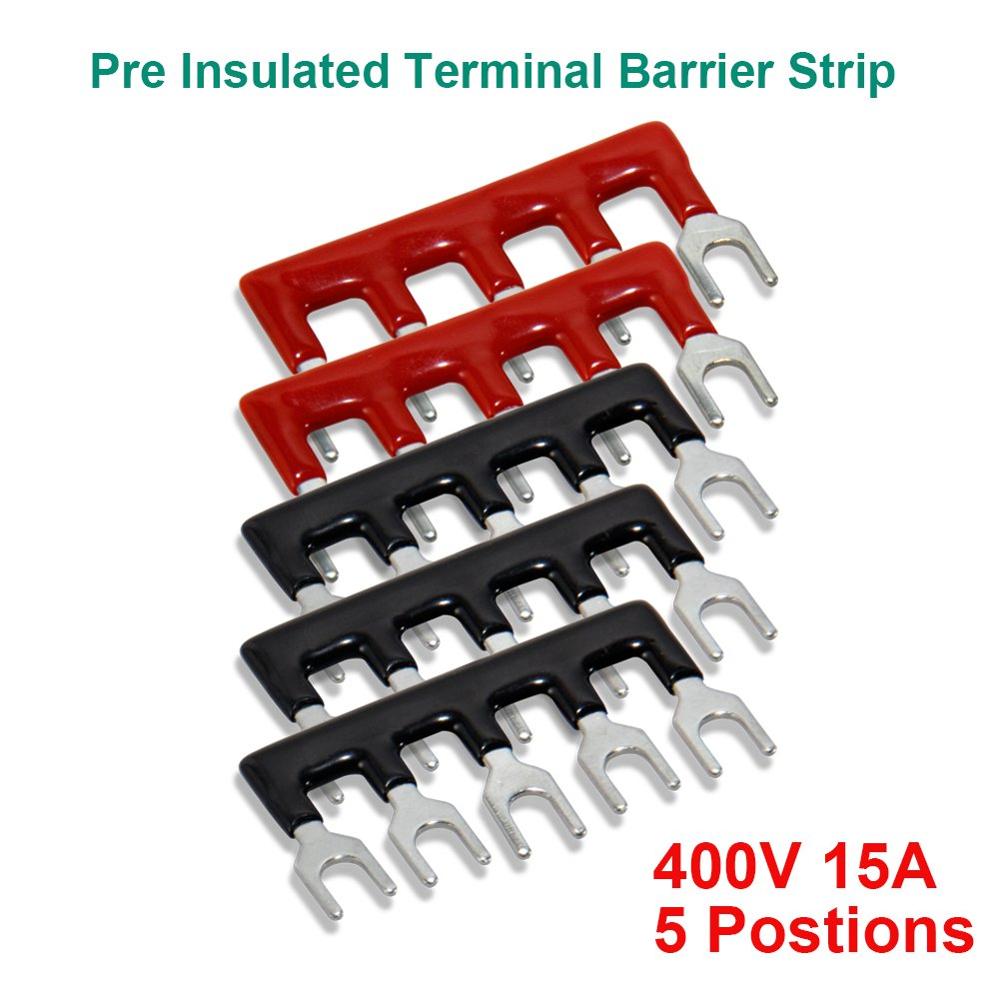 Terminal Block 8 Positions 600V 25A Dual Row Screw Terminals Strip Cover 400V 25A Pre-Insulated Terminal Barrier Jumper Strips