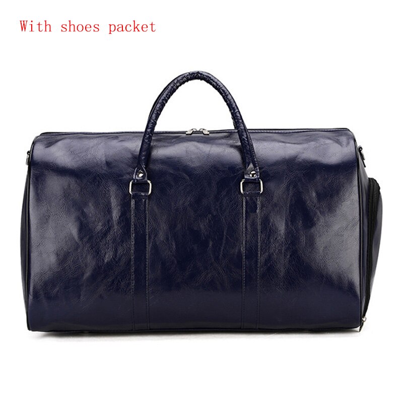 Borsa da viaggio ad alta capacità bagaglio Unisex per il tempo libero Fitness borsa da Weekend valigia da lavoro borse da viaggio in pelle morbida borse a tracolla: Size 2  Blue