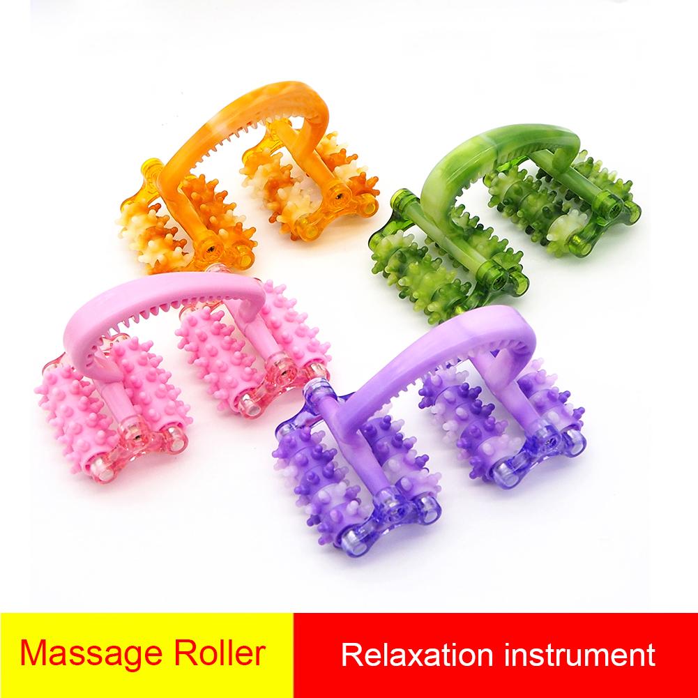 Muscle Roller Handle 4 Wheels Muscle Massage Roller Manual Deep Tissue Massage Roller For Muscle Soreness Back Recovery