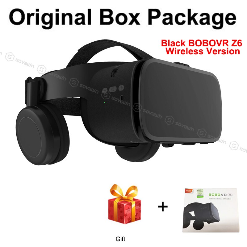 Bobo Vr Z6 3D Bril Upgrade Bluetooth Virtual Reality Bril Box Google Kartonnen Draadloze Vr Headset Helm Voor 4.7- 6.5 Inch: Black with BOX