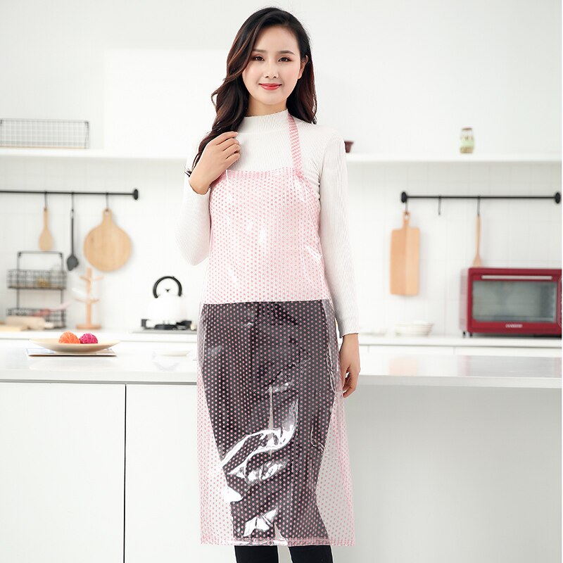 transparent PVC wasserdichte starke schürze aquatische produkt arbeit kleidung küche haushalt frauen Kittel ärmeln anzug: Rosa
