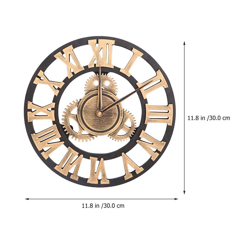 Industrial Style Wall Clock Retro Industrial Gear Wall Clock Decorative Industrial Wall Clock 30cm 40cm 50cm (Without Battery): 30X30cm Golden