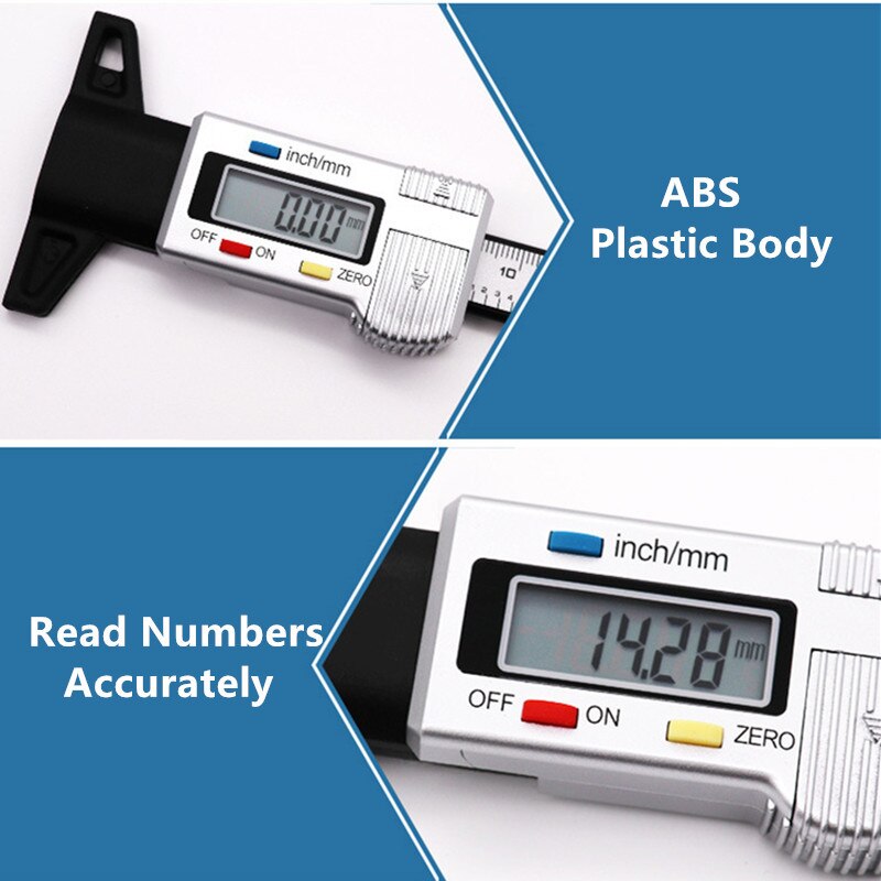 Digital Car Tyre Tire Tread Depth Gauge Meter Measurer Tool Thickness Gauges Tread Brake Pad Shoe Tire Monitoring System