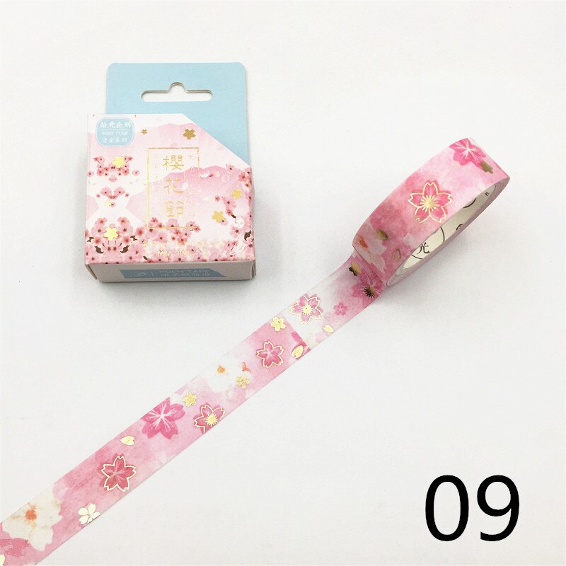 Cinta Washi romántica de estilo japonés, 15mm X 5m, Washi Tape Wave crane Sakura, cinta adhesiva decorativa para álbum de recortes, soporte escolar: 09