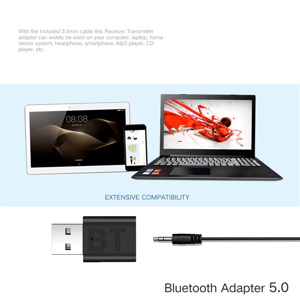 Kebidu Bluetooth 5.0 Ricevitore 3.5 millimetri AUX Martinetti Audio Senza Fili Adattatore per PC Per Auto CUFFIE Altoparlante 3.5 Bluetooth 5.0 recettore