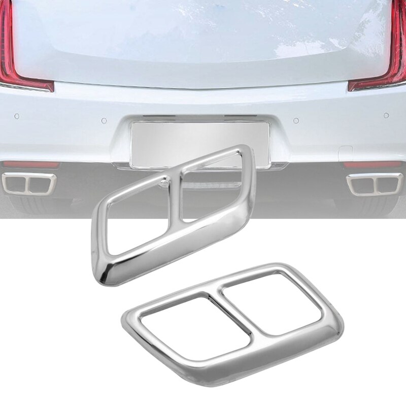 Rvs Achter Uitlaat End Tip Pijp Outlet Cover Frame Decor 2 Stuks Voor Cadillac