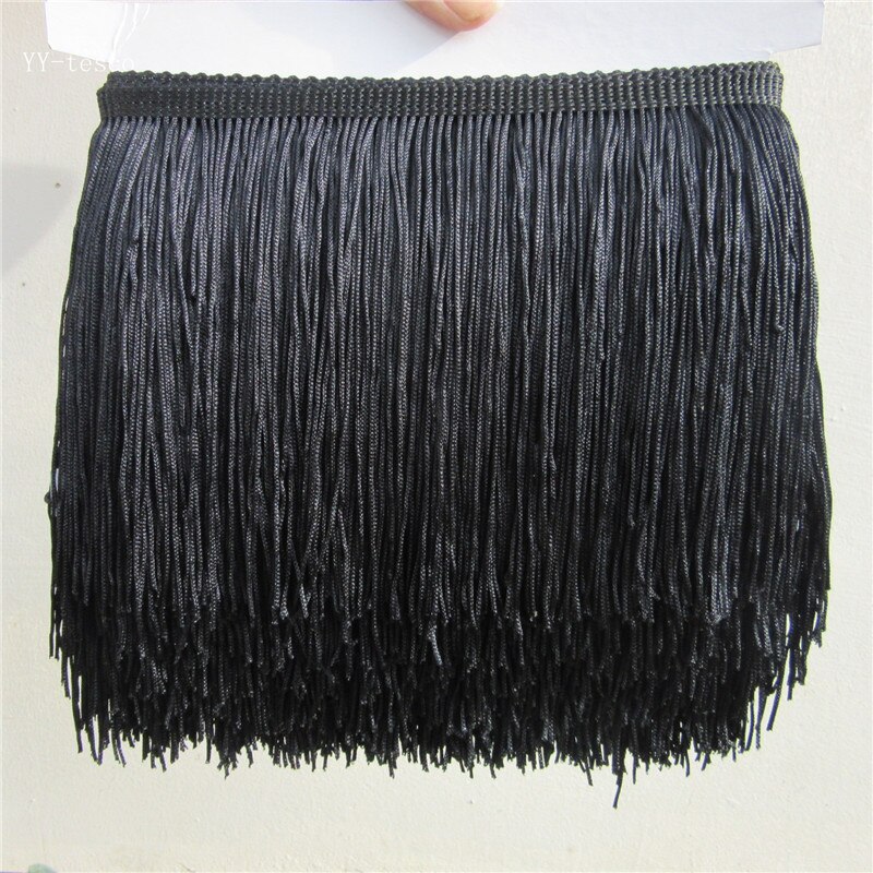 1Yard 15cm Wide Pink Lace Fringe Trim Tassel Fringe Trimming For Latin Dress Stage Clothes Accessories Lace Ribbon Tassel: black