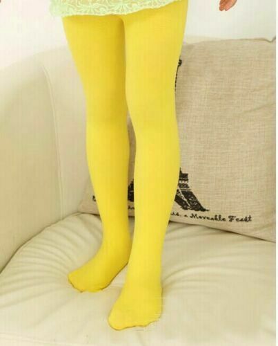 Girls Kids Tights Opaque Pantyhose Hosiery Ballet Dance Stockings Candy Colors 1Pair Age 1-12Y: Yellow / M for 4 to 6 Years
