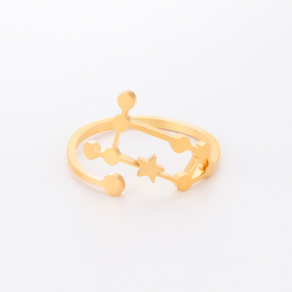 COOLTIME 12-Sternbild-Damenring, Edelstahl, Sternzeichen, verstellbare Ringe, Löwir, Jungfrau, Waage, Fische, Schmuck, Geburtstagsgeschenk: Dunkelblau