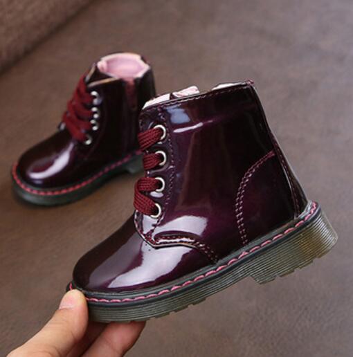 freundlicher freundlicher Kleinkind Baby Kleine Mädchen Patent Leder Martin Stiefel Schuhe Für Mädchen Weiß Schnee Stiefel Neue 1 2 3 4 5 6 7 jahre 29: wein rot / 9