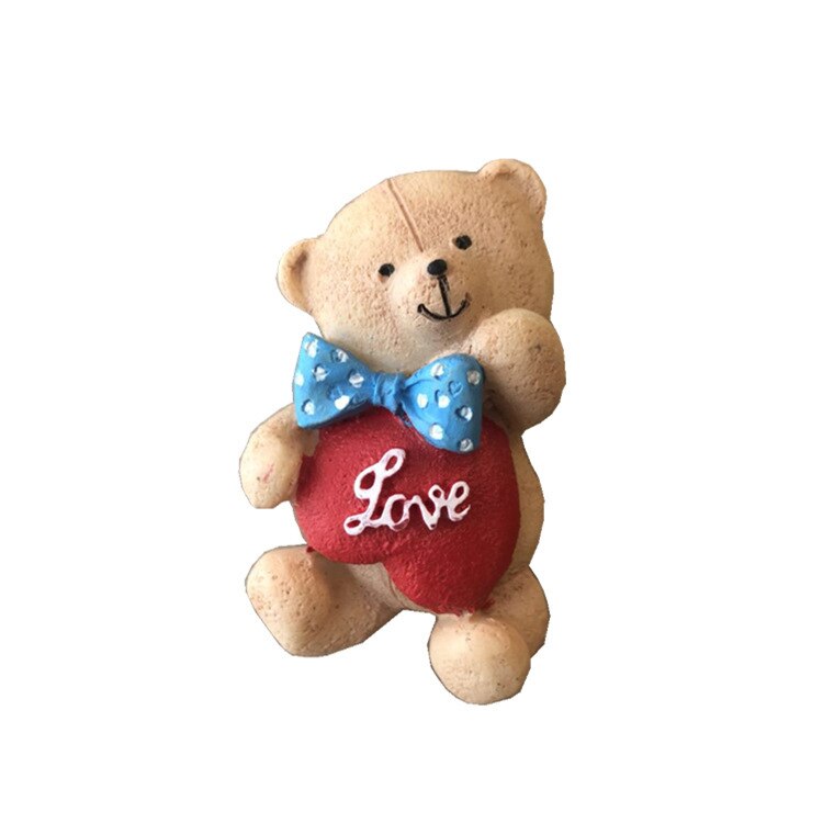 refrigerator decoration cute couple animal cartoon 3d resin refrigerator with magnet fridge magnet souvenir: bear C