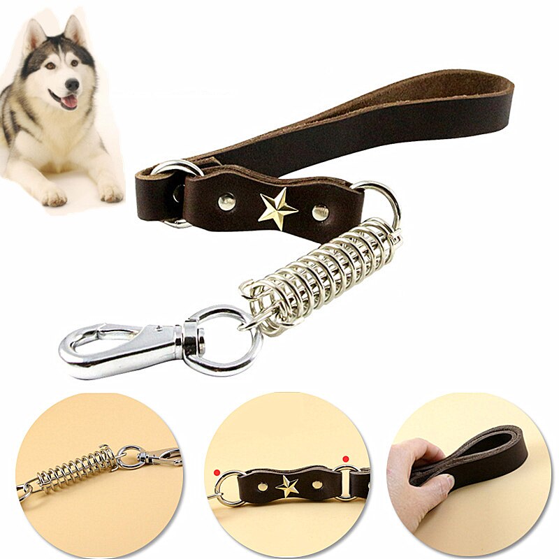 Laisse en cuir pour grands chiens | Chaînes pour chiens de printemps, bonne , Husky Labrador, laisse courte, corde de Traction, accessoires pour animaux de compagnie
