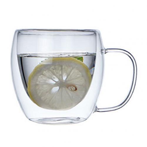 Klart glas bærbart 250/350/450ml vand kop kaffe krus dobbelt væg isoleret håndtag drinkware drikke krus drikke kop: 250ml