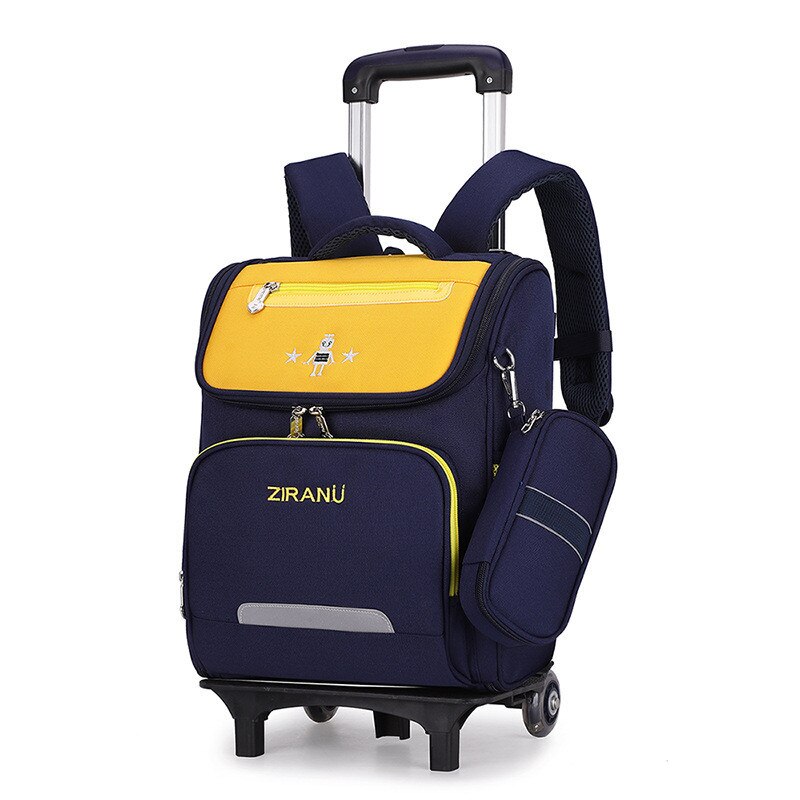 Verwisselbare Kinderen Trolley Schooltas 2/6 wielen ZIRANYU Kids Wheeled tas Nylon Waterdichte Reistas Mochilas