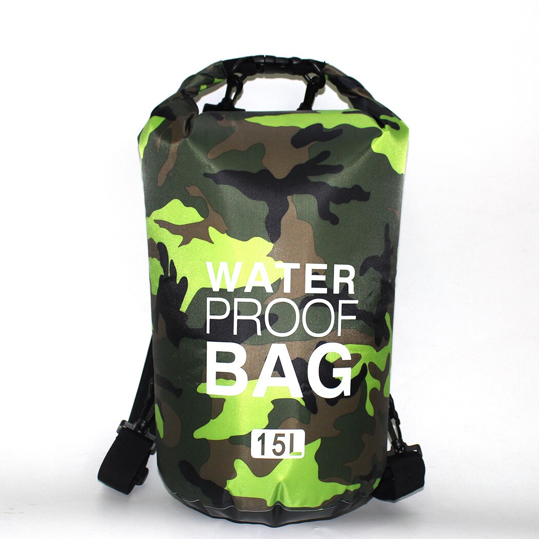 Outdoor Bag Camouflage Portable Drifting Diving Dry Bag Sack Pvc Waterproof Folding Swimming River Travel Storage Bag: 15L D