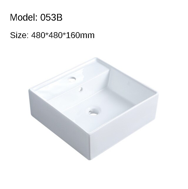 K-STAR Simple Pure White Countertop Sinks Ceramic Hanging Basin Integrated Basin Bathroom Wash Hand Basins: 053B
