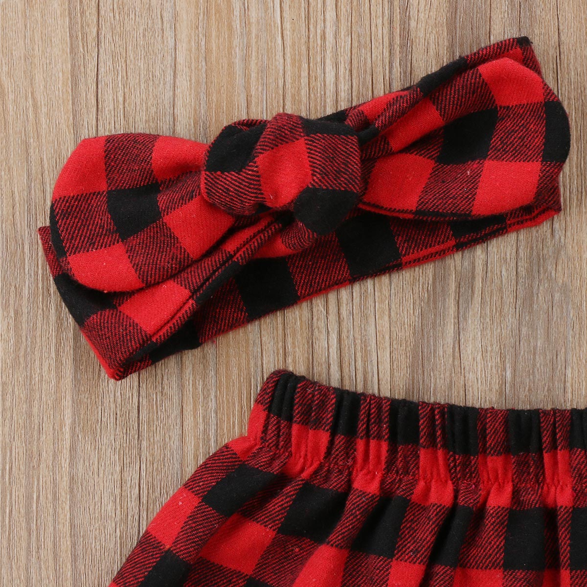 Christmas Newborn Baby Girl Xmas Plaid Mini Skirts Headband 2pcs Outfits Set Clothes