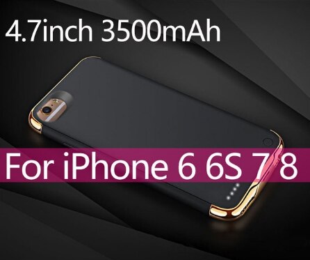 3500/4000mAh Battery Case For iPhone 6 s 6s 7 8 Powerbank Power Bank Charging Case for iphone 6 6s 7 8 plus Battery Charger Case: Black 6 6S 7 8
