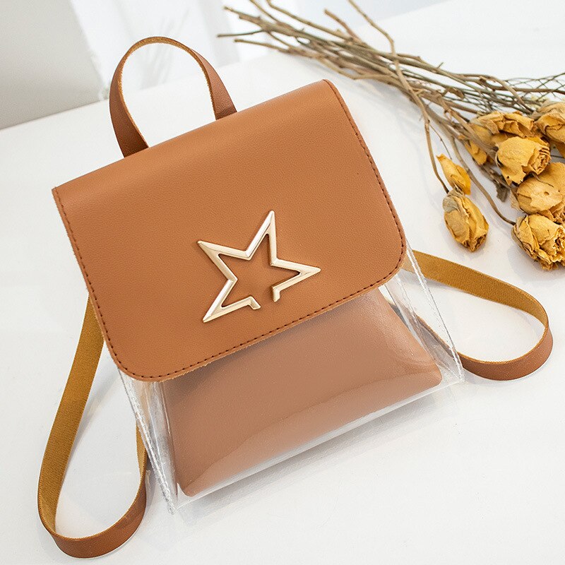 Dames handtas doorzichtige tas met sterrenpatroon emmer transparante satchel tas crossbody schouder telefoon cosmetische tas