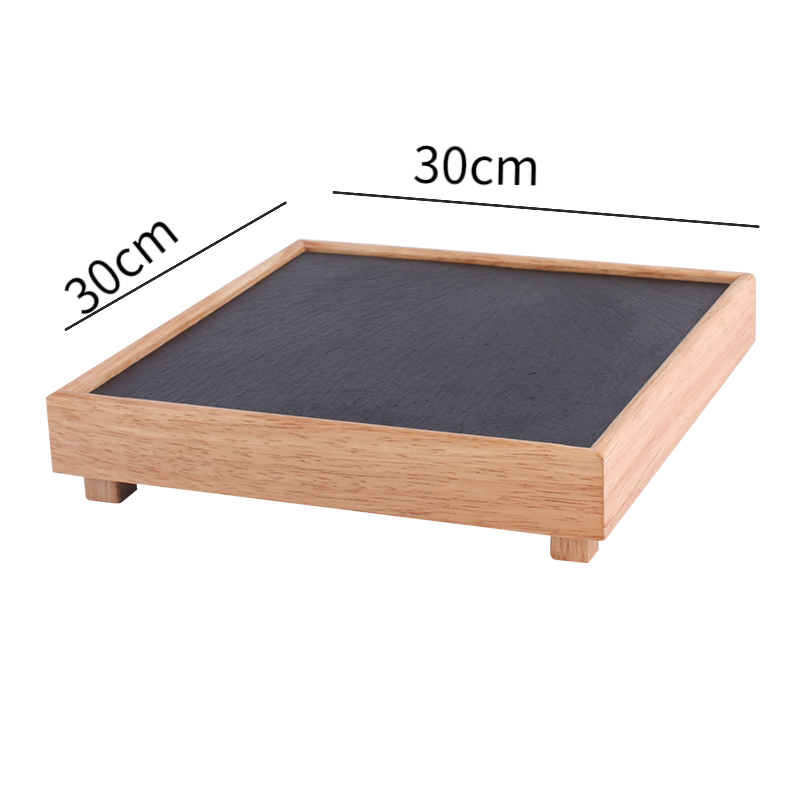 Black Rock Plate Restaurant Hotel Western Plate Kitchen Bamboo Wood Pot Shabu-shabu Plate Slate Tableware Barbecue Plate