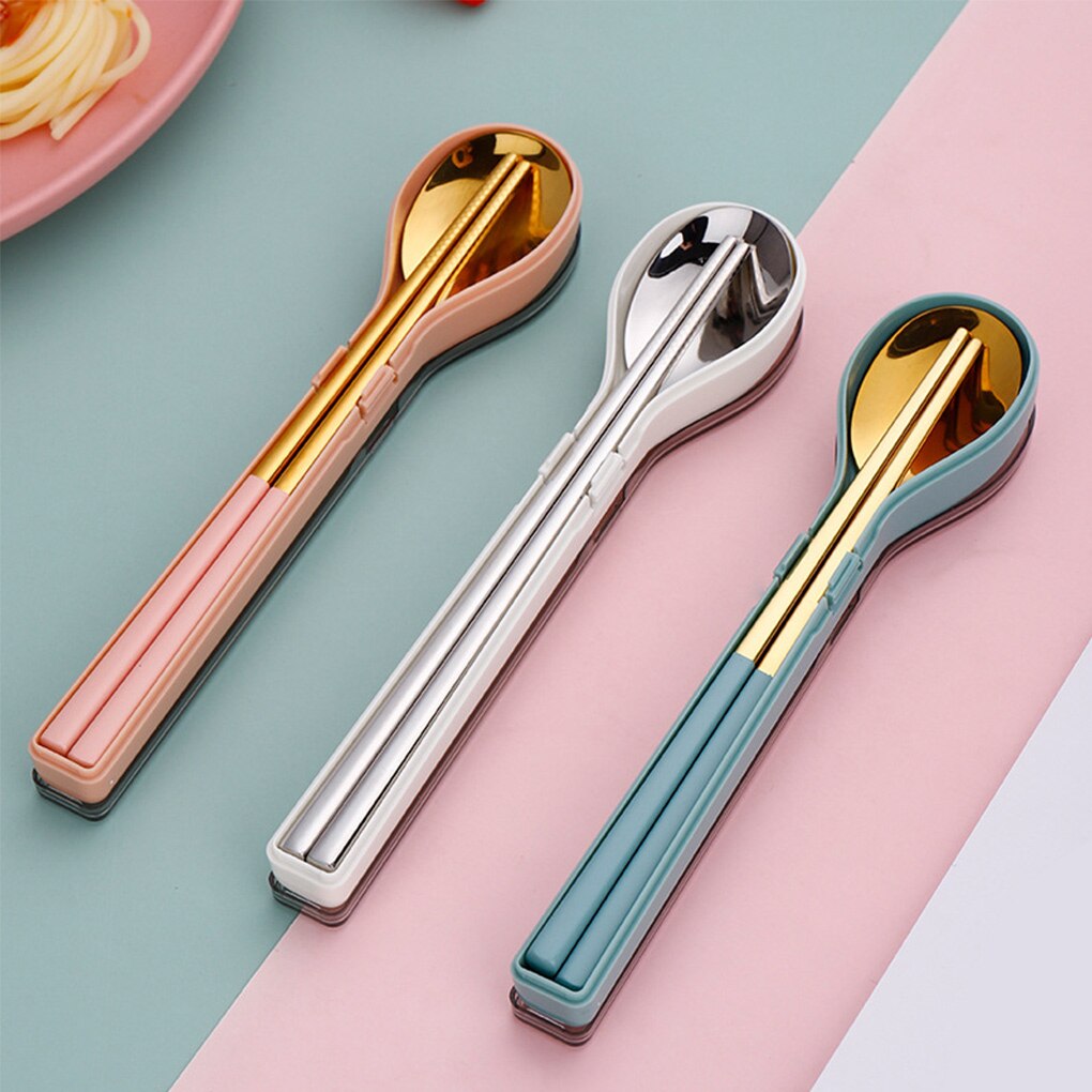 Cutlery Set Flatware Utensils Set 304 Stainless Steel Spoon and Chopsticks Sets for Camp, Picnic Family Gatherings Home Kitchen