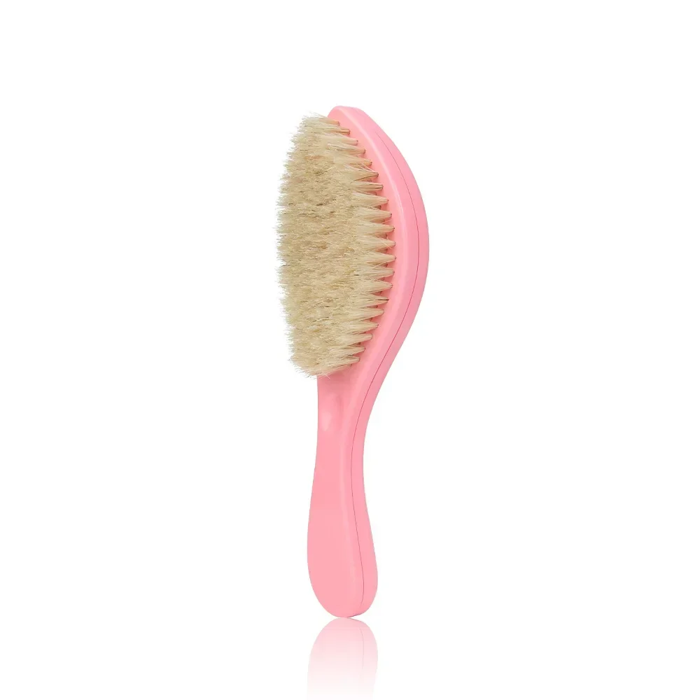 cepillo de pelo para hombre, cerdas de jabalí para Barba, peine para afeitar, masaje Facial, cepillo de Limpieza del cabello Facial, peine ondulado,: Rosa