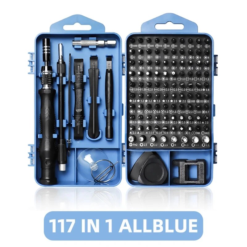 115/117 In 1 Precisie Schroevendraaier Set Magnetische Torx Hex Schroef Driver Bits Professionele Reparatie Gereedschapset Voor Iphone Xiaomi Mac Pc: Blauw