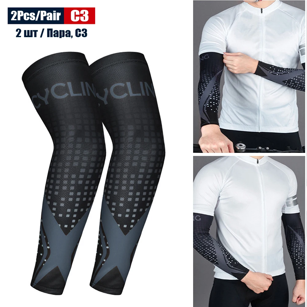 1 Paar Sport Fietsen Armmouwen Anti-Uv Zonwering UPFArm Compressiehoes voor Hardlopen Basketbal Voetbal Vissen
