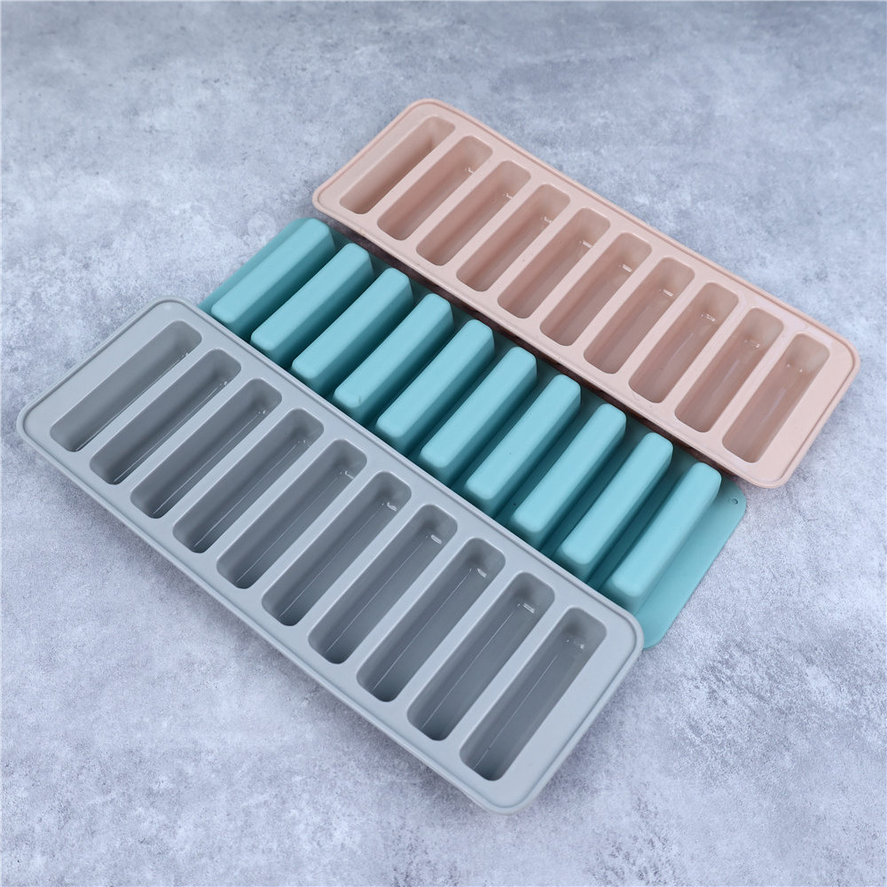 10 agujeros formas de silicona tira larga dedo galleta molde de silicona horno pastel Puff molde para cubitos de hielo bandeja utensilios para hornear DIY herramientas para hornear